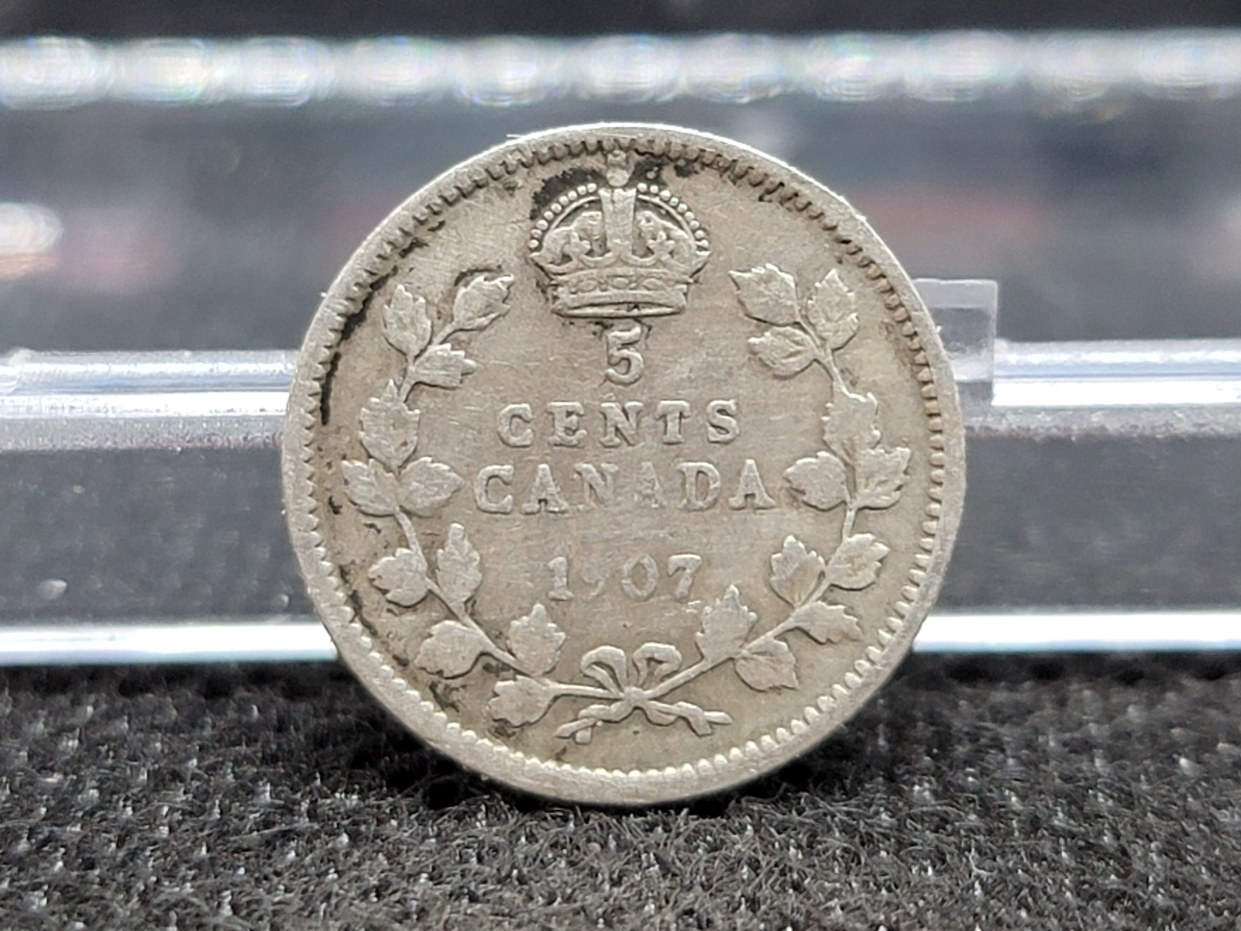 1907 King Edward VII Canadian 5 Cents Variety Narrow date low 7